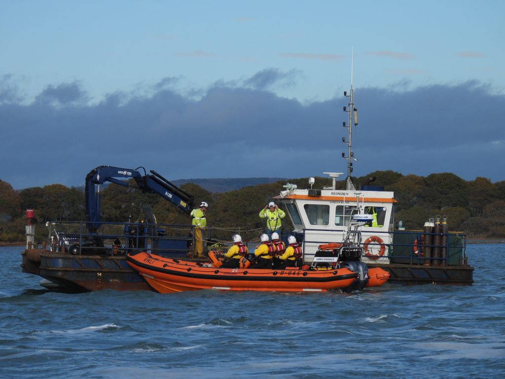 Hayling RLNI arrive on the scene of Chichester Harbour Emergency Services Training Exercise 17 November 2024